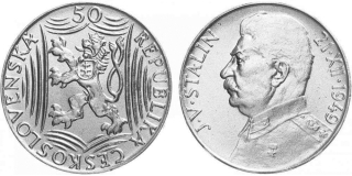 Ag 50 Koruna 1949, 70. výročí narození Josefa Stalina mince