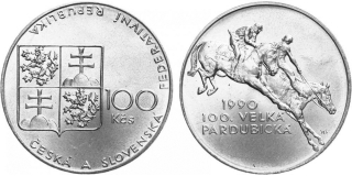Ag 100 Koruna 1990, Velká Pardubická mince