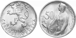 Ag 50 koruna 1947 - 3. výročí SNP mince