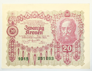 20 Kronen 1922 - Rakousko-Uhersko, bankovka