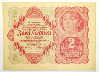 2 Kronen 1922 - Rakousko-Uhersko, bankovka